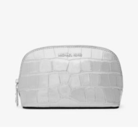 🩶MICHAEL KORS🩶Empire Small Metallic Crocodile Embossed Leather Travel Pouch - Picture 1 of 8